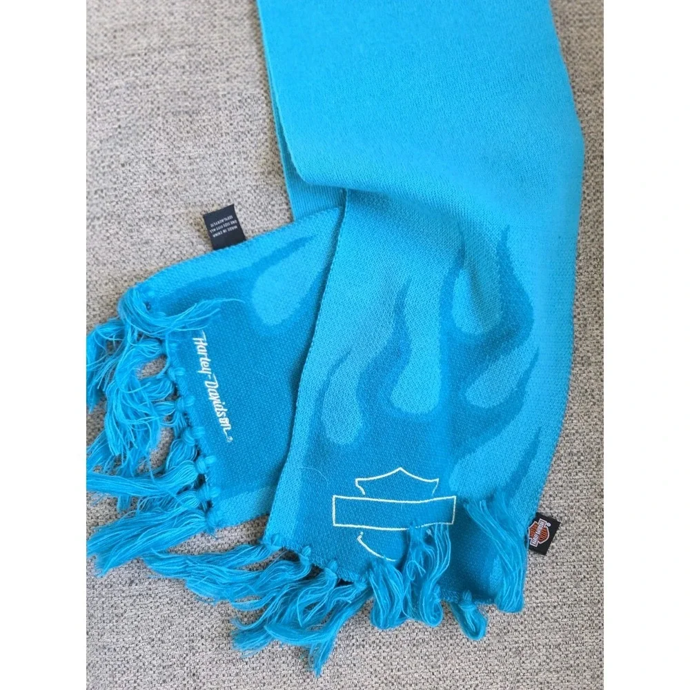 Knit Harley Davidson Neck Scarf‎ Warmer Turquoise Blue Flame 58